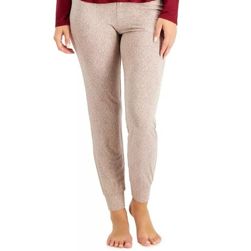 NWT Alfani Essential Ultra-Soft Knit Jogger Pajama Pants, Leopard Print, Medium